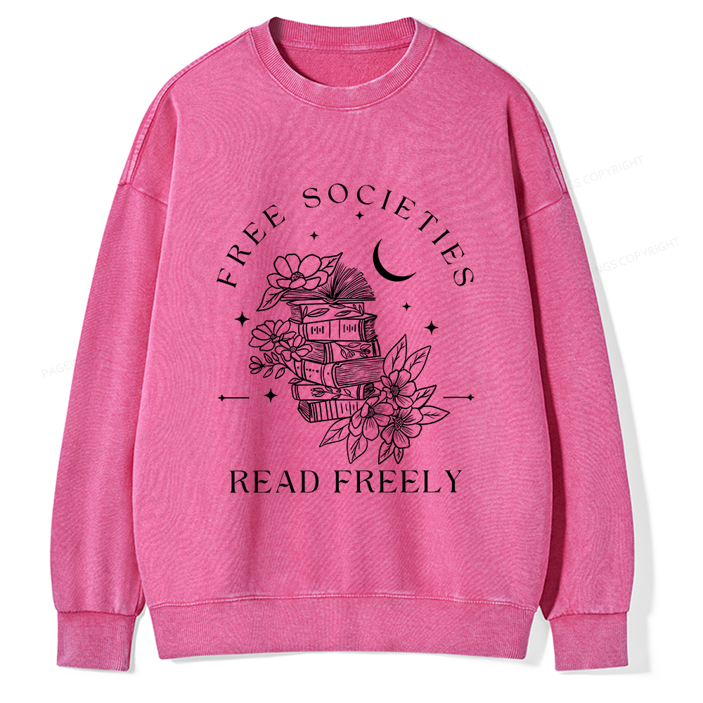 Pagewings Free Societies Read Freely Comfort Colors Shirt Unisex Washed Sweatshirt