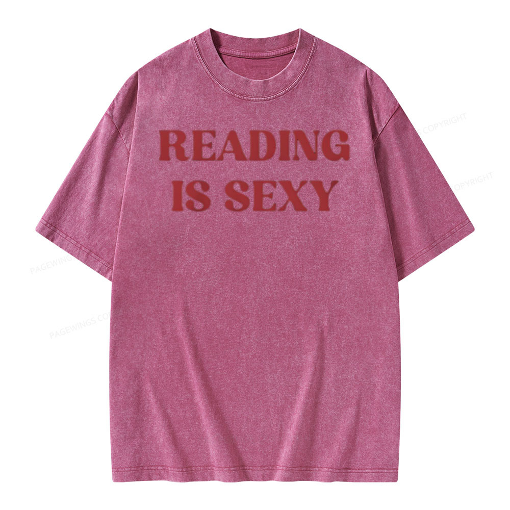 Pagewings Reading Is Sexy Shirt, Book Lover Shirt Unisex Washed T-shirt