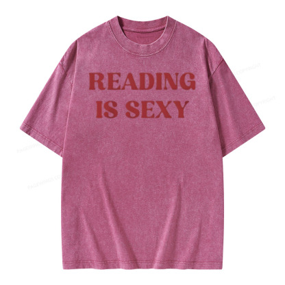Pagewings Reading Is Sexy Shirt, Book Lover Shirt Unisex Washed T-shirt