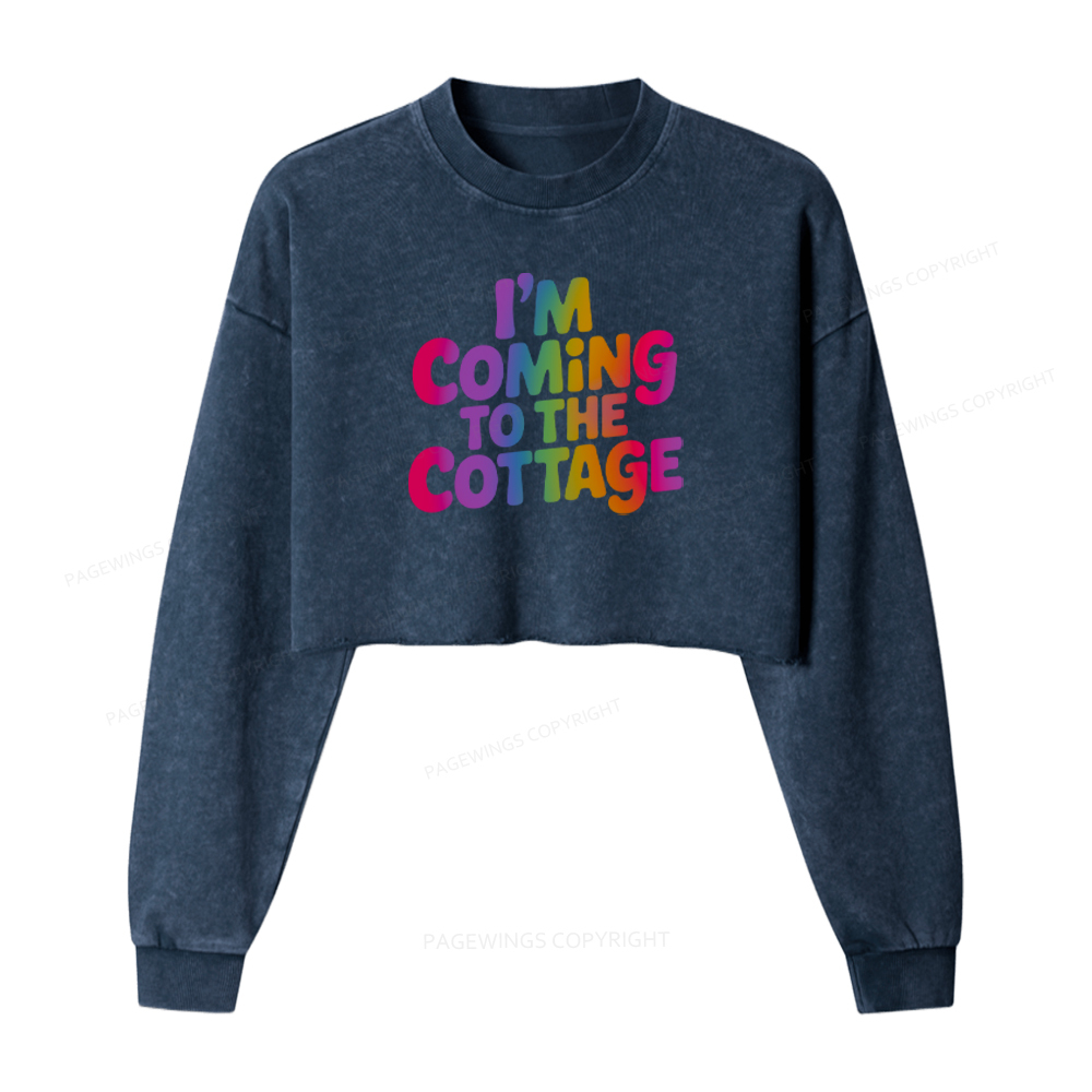 Pagewings I'm Coming To The Cottage Romanticism Washed Crop Sweatshirt