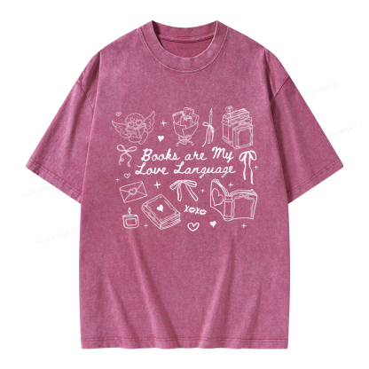 Pagewings Books Are My Love Language Unisex Washed T-shirt