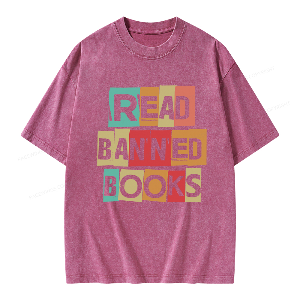 Pagewings Read Banned Books Shirt Unisex Washed T-shirt
