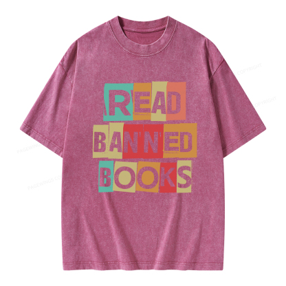 Pagewings Read Banned Books Shirt Unisex Washed T-shirt