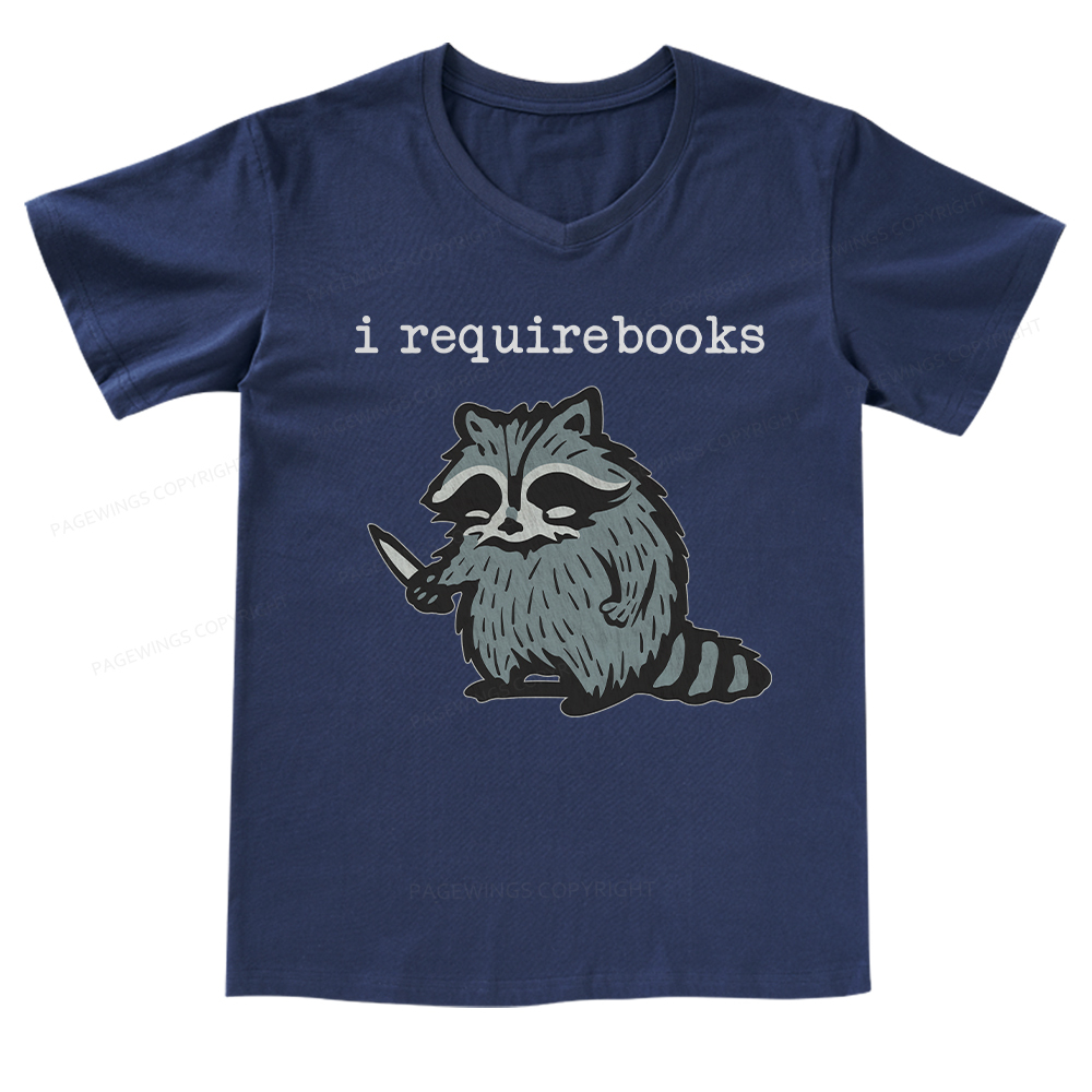 Pagewings I Require Books V-neck T-shirt