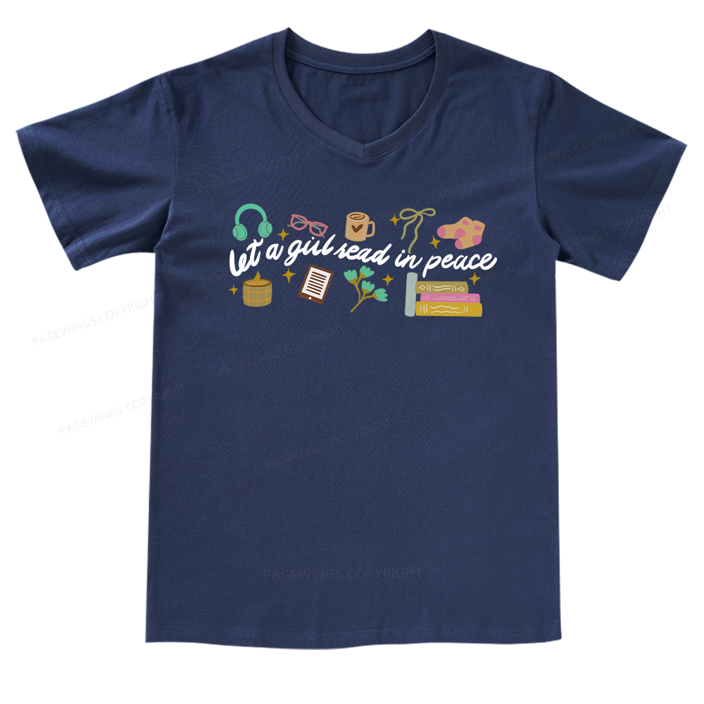 Pagewings Let a Girl Read in Peace V-neck T-shirt
