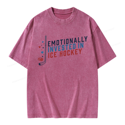 Pagewings Emotionally Invested in Ice Hockey Unisex Washed T-shirt