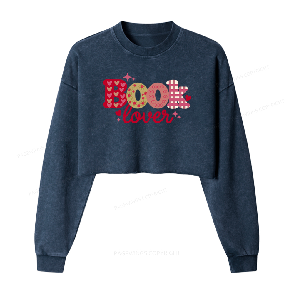 Pagewings Book Lover Washed Crop Sweatshirt