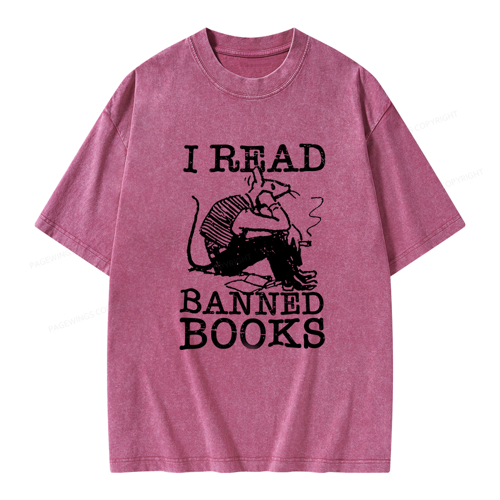 Pagewings I Read Banned Books T Shirt Unisex Washed T-shirt