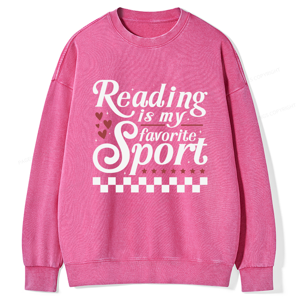 Pagewings Reading Is My Favorite Sport Unisex Washed Sweatshirt