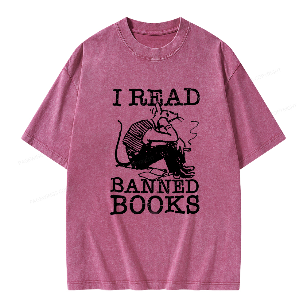 Pagewings I Read Banned Books T Shirt Unisex Washed T-shirt