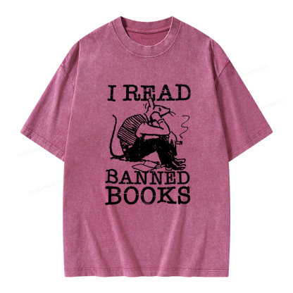 Pagewings I Read Banned Books T Shirt Unisex Washed T-shirt