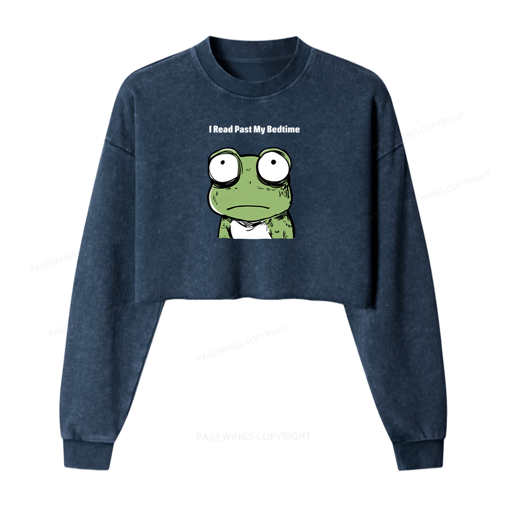 Pagewings I Read Past My Bedtime Washed Crop Sweatshirt