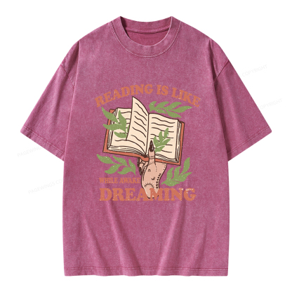 Pagewings Reading is like Dreaming  Unisex Washed T-shirt