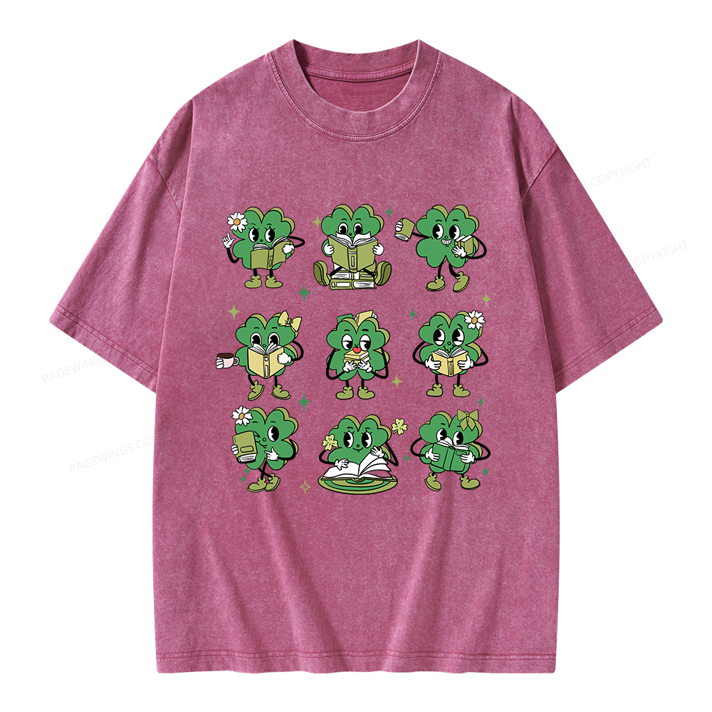 Pagewings St Patrick Day Reading Unisex Washed T-shirt