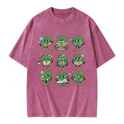 Pagewings St Patrick Day Reading Unisex Washed T-shirt