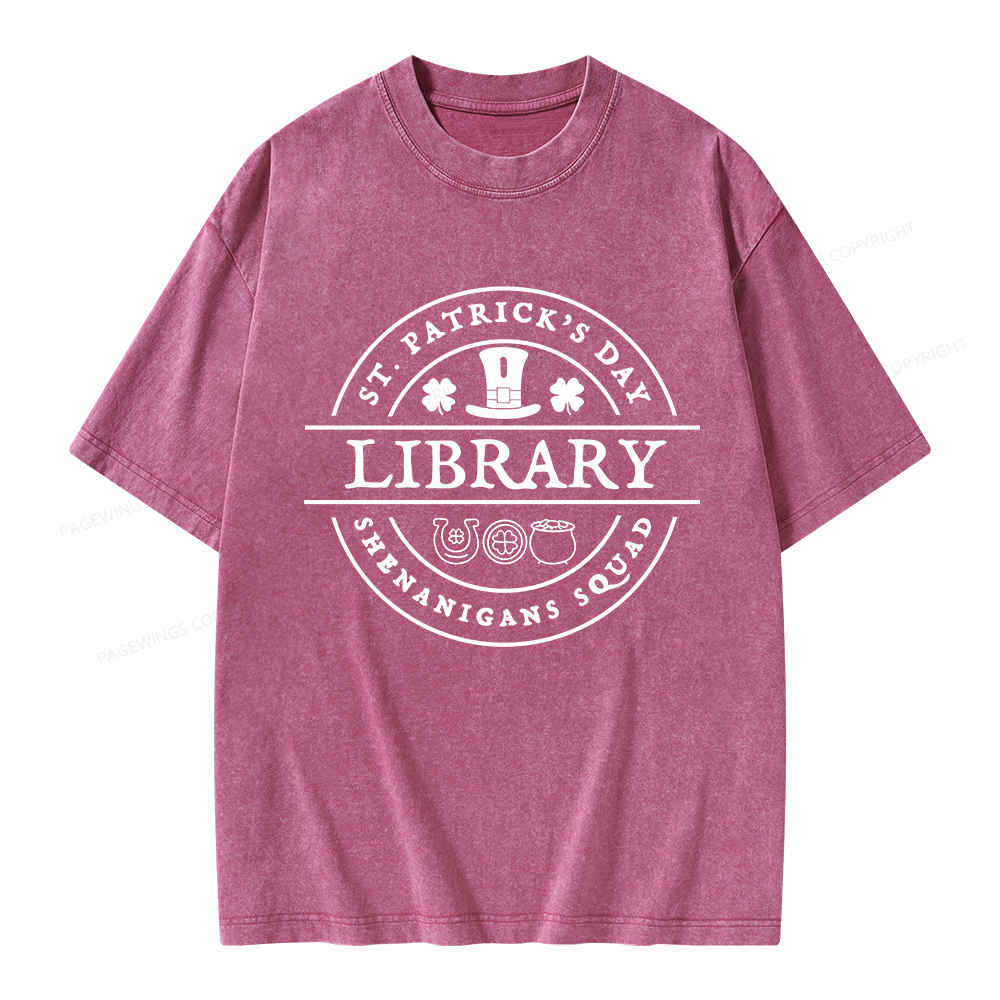 Pagewings St. Patrick's Day Library Unisex Washed T-shirt