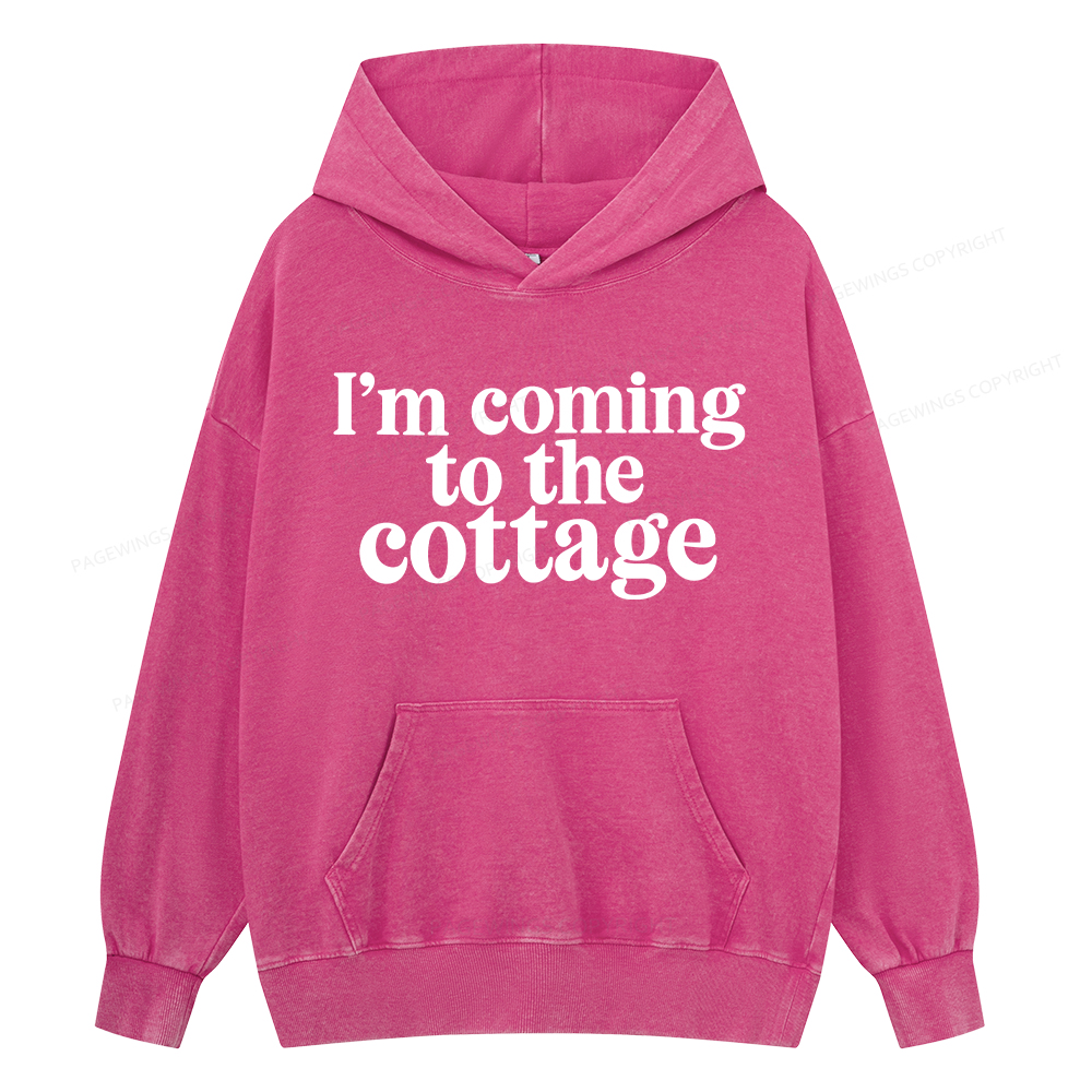 Pagewings I'm Coming To The Cottage Unisex Washed Hoodie