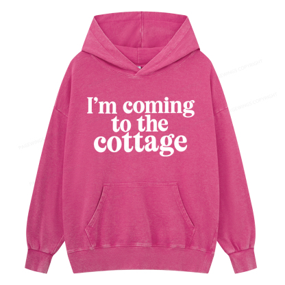 Pagewings I'm Coming To The Cottage Unisex Washed Hoodie