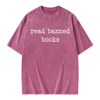 Pagewings Read Banned Books Unisex Washed T-shirt
