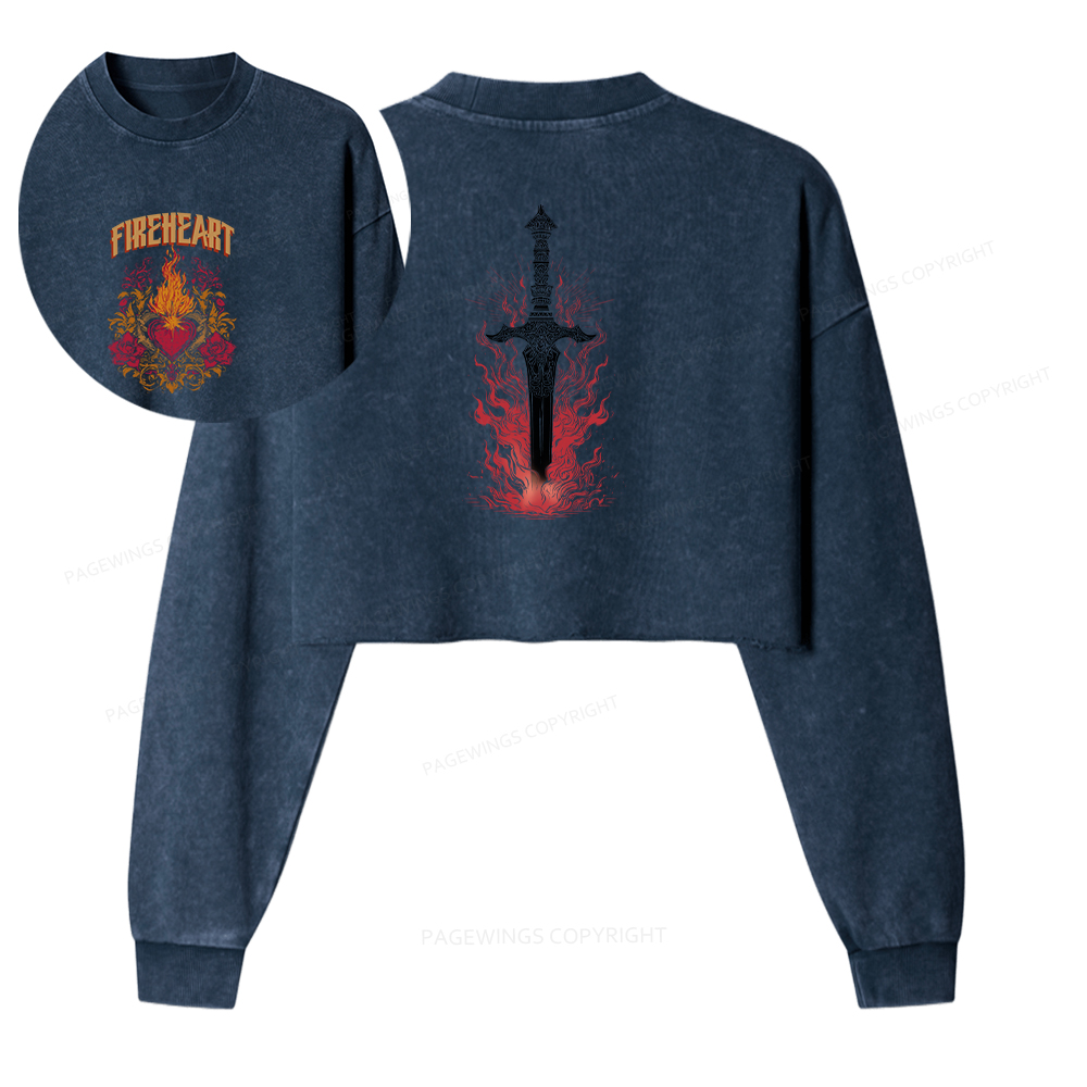 Pagewings Fireheart Washed Crop Sweatshirt