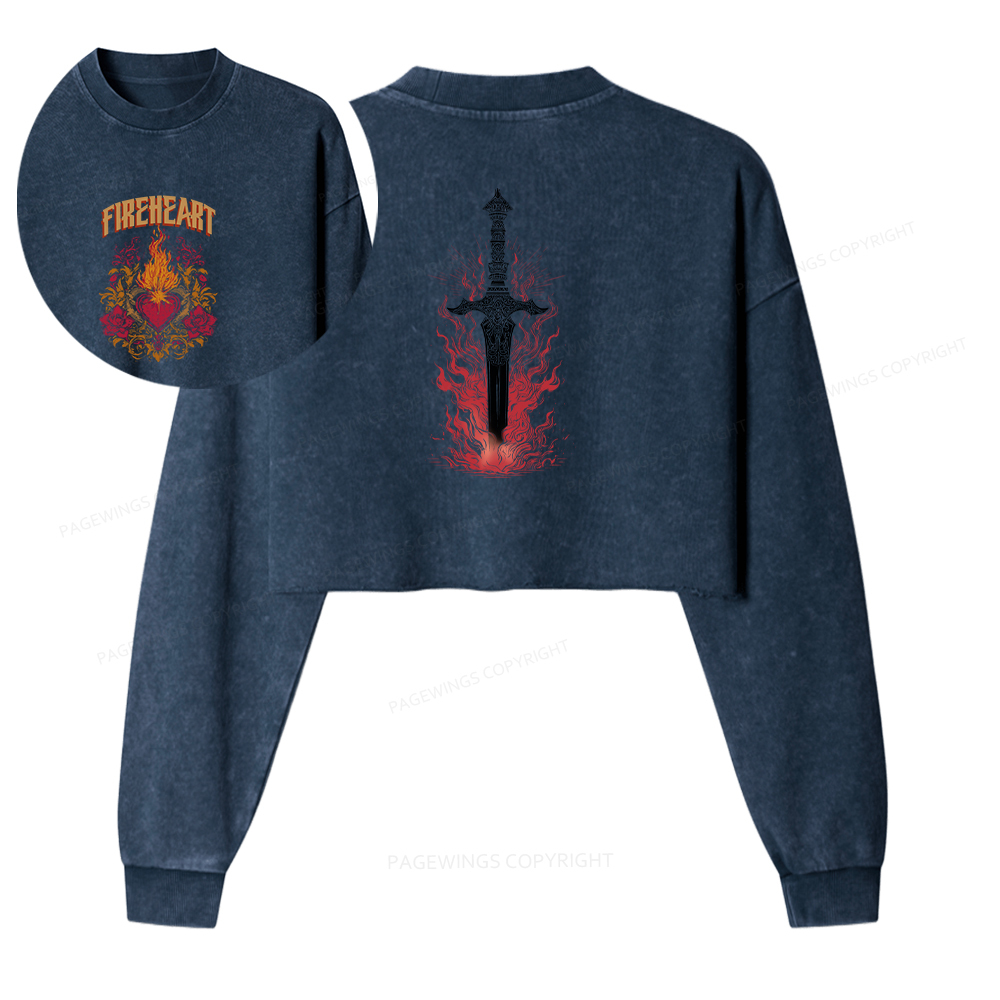 Pagewings Fireheart Washed Crop Sweatshirt