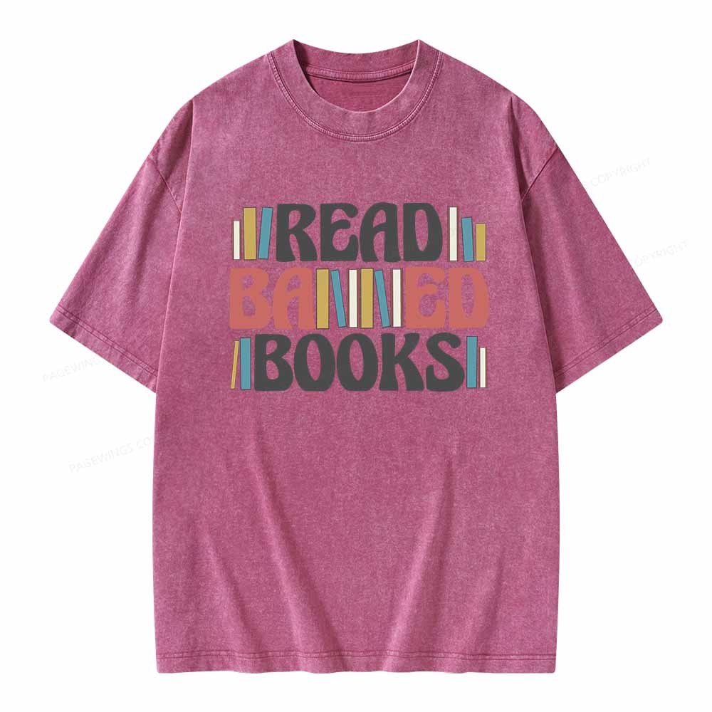 Pagewings Read Banned Books Unisex Washed T-shirt