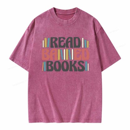 Pagewings Read Banned Books Unisex Washed T-shirt