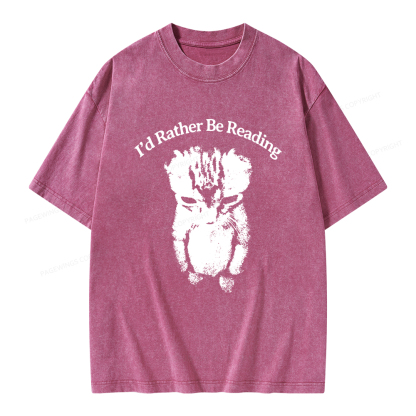 Pagewings I’d Rather Be Reading Unisex Washed T-shirt