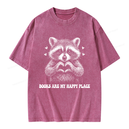 Pagewings Books are My Happy Place Unisex Washed T-shirt