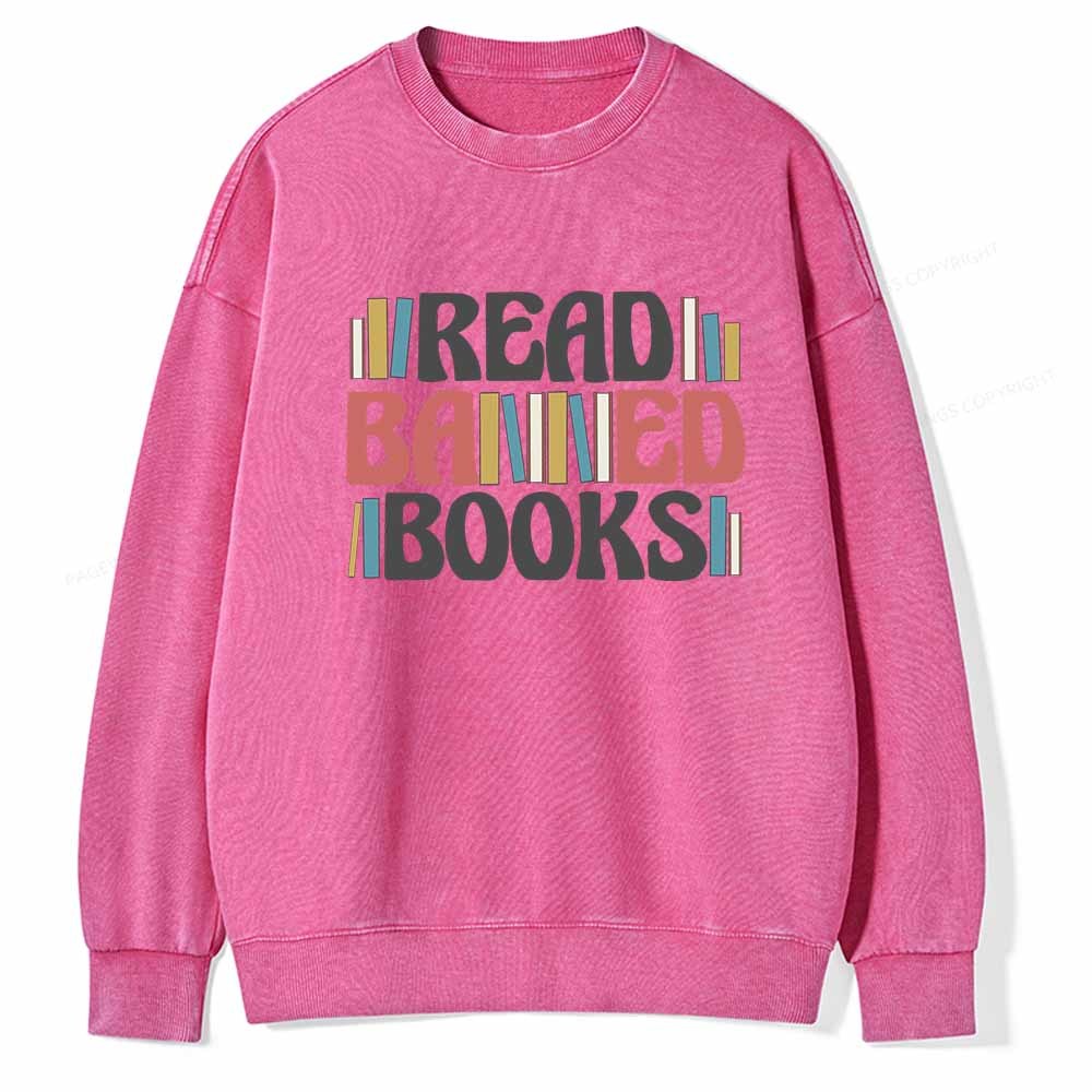 Pagewings Read Banned Books Unisex Washed Sweatshirt