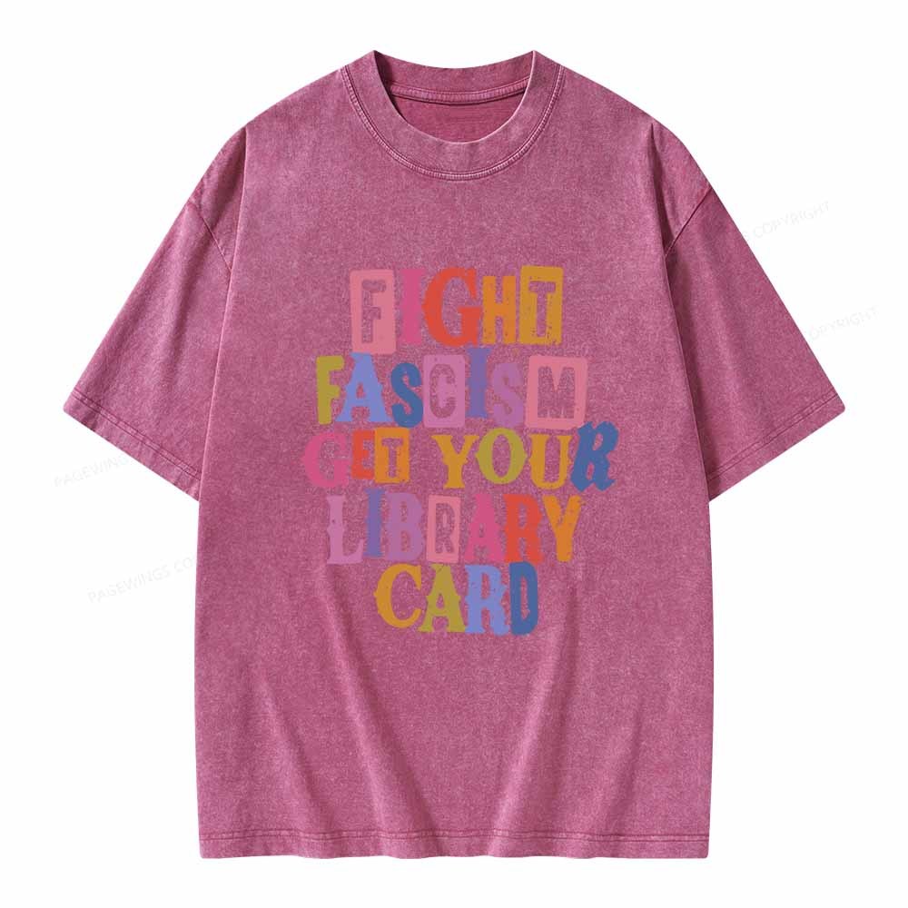 Pagewings Get Your Library Card Unisex Washed T-shirt