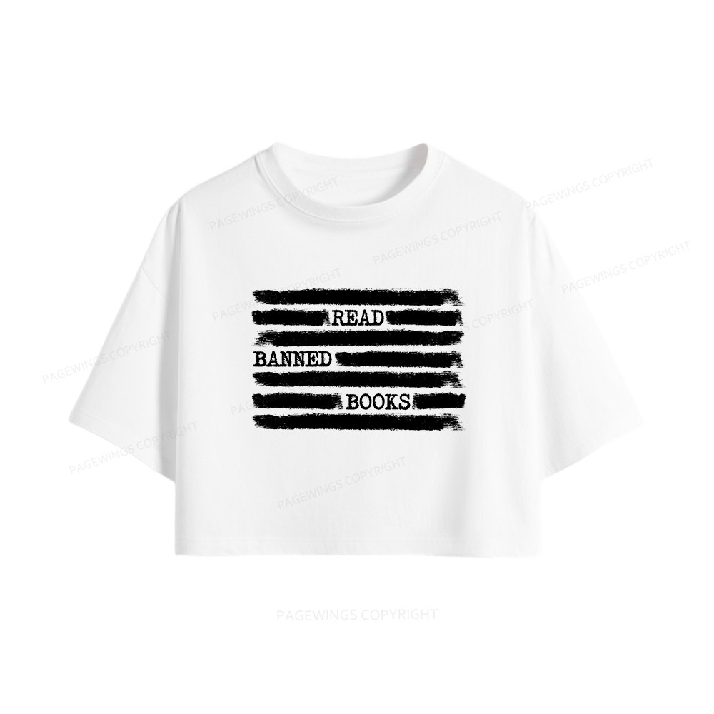 Pagewings Read Banned Books Bookworm Librarian Women Crop Tops