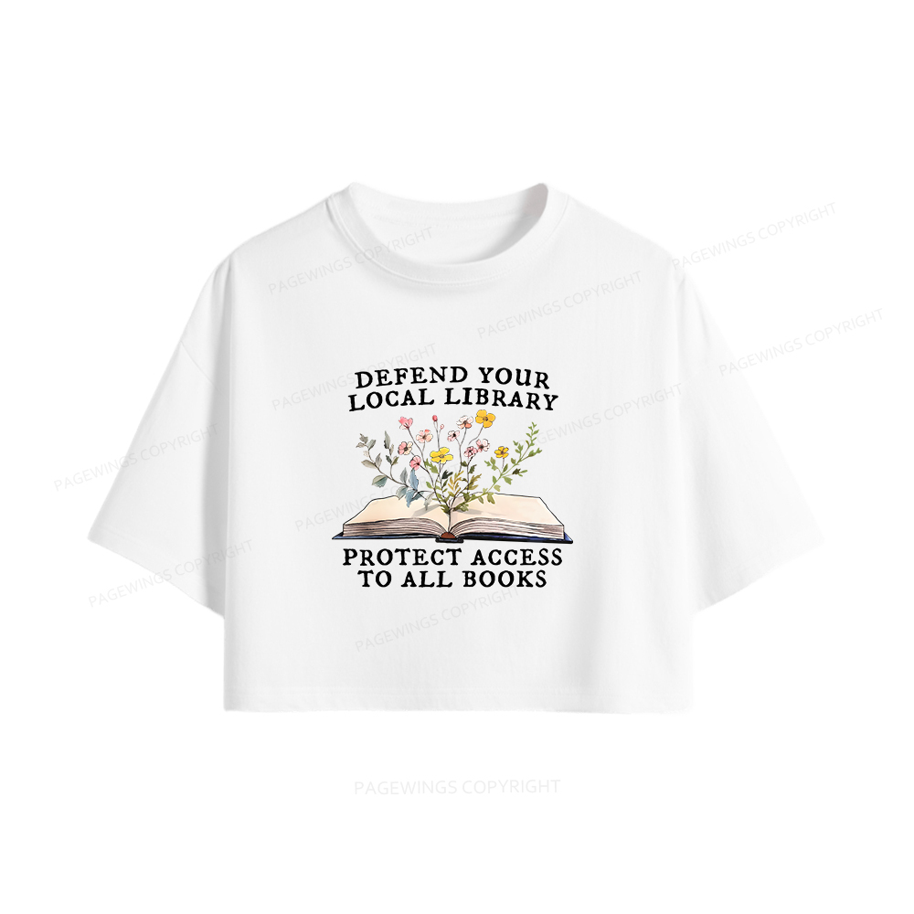 Pagewings Books Save Lives Protect Libraries Women Crop Tops