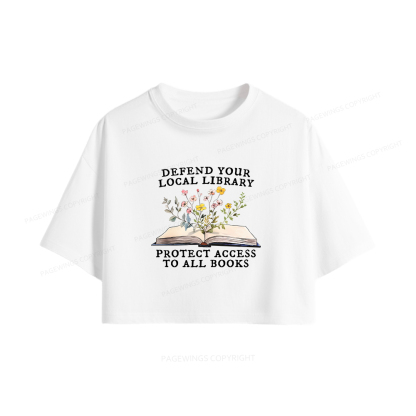 Pagewings Books Save Lives Protect Libraries Women Crop Tops
