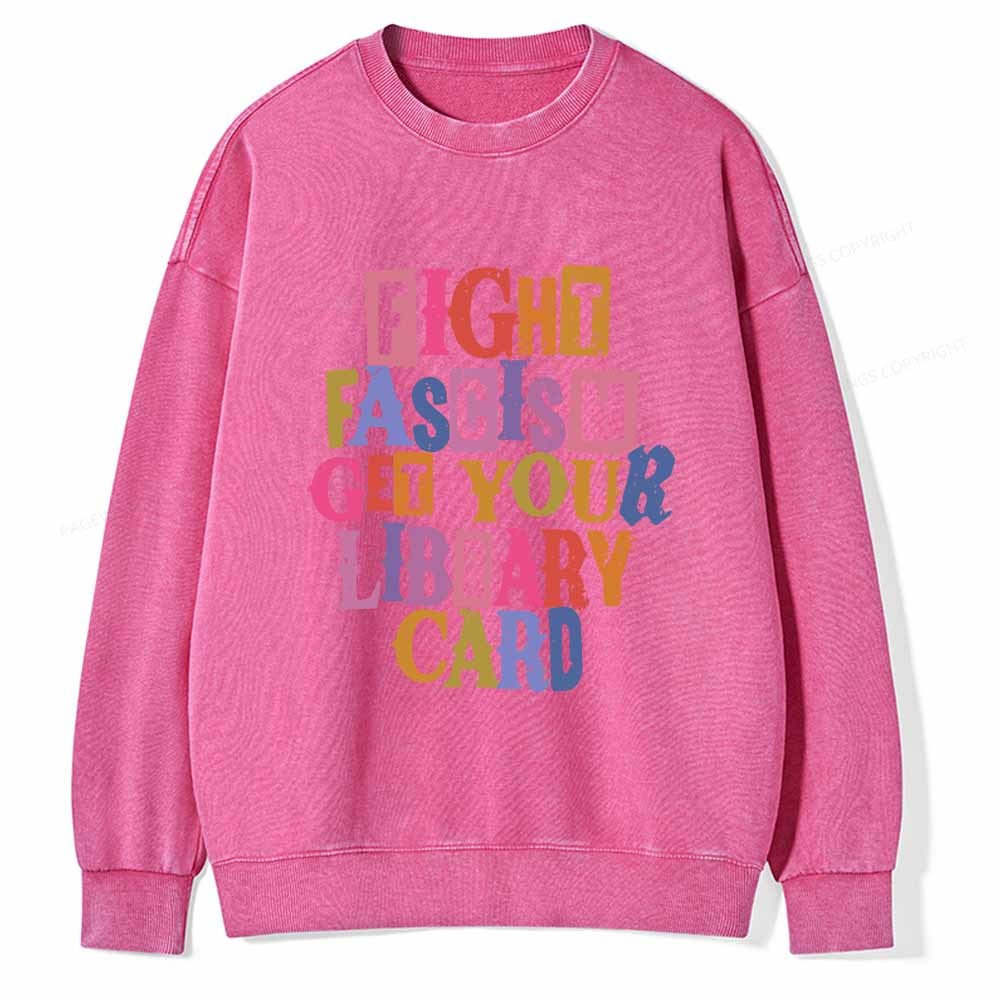 Pagewings Get Your Library Card Unisex Washed Sweatshirt