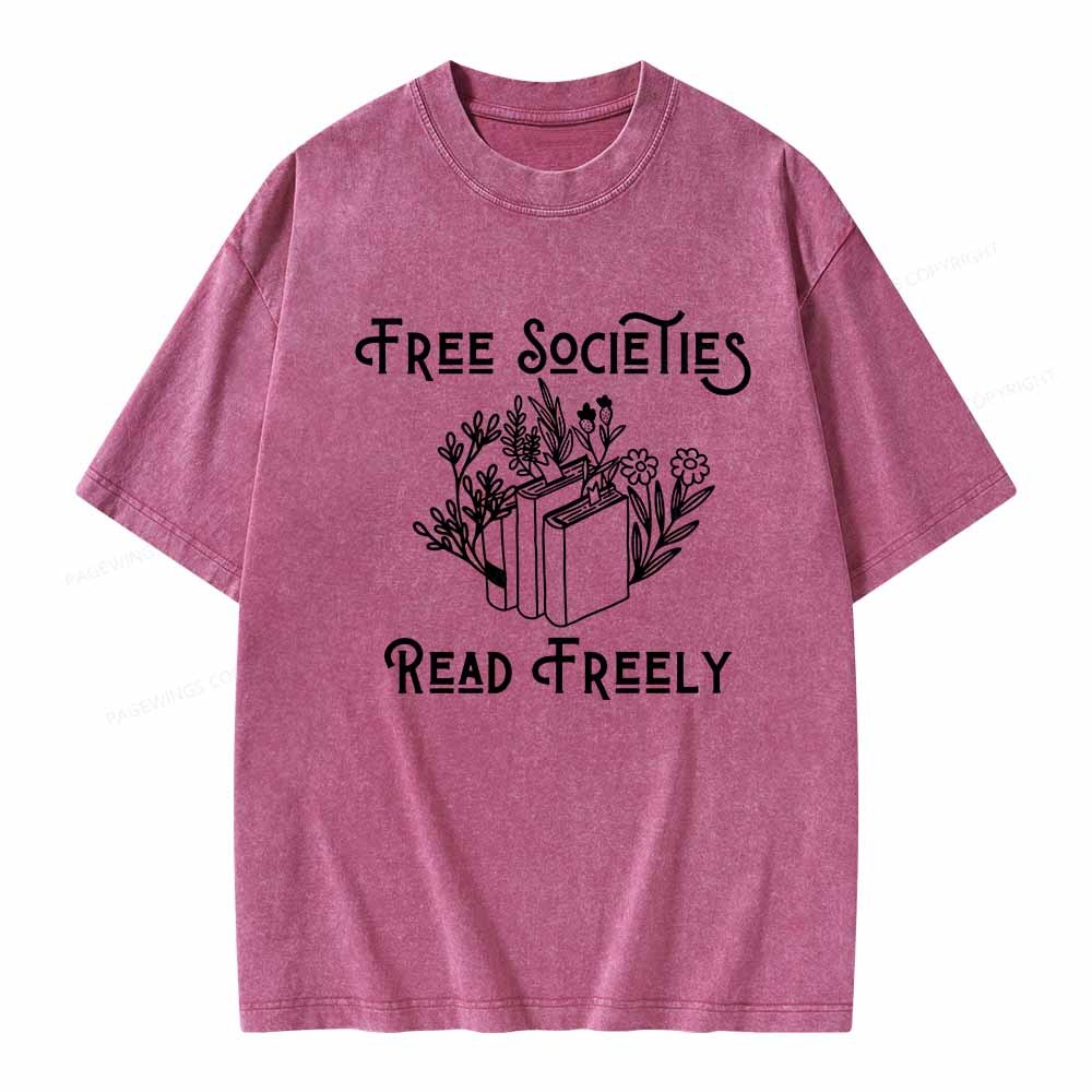Pagewings Free Societies Read Freely Shirt Unisex Washed T-shirt