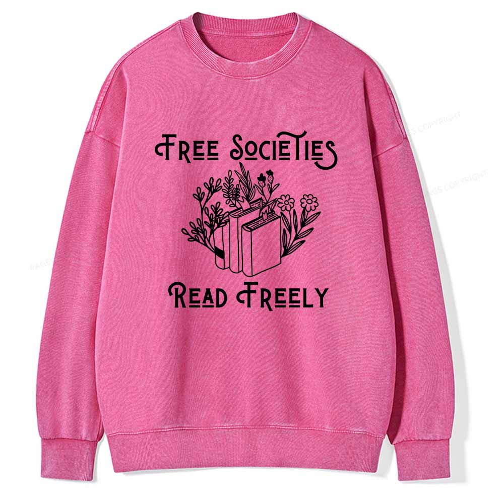 Pagewings Free Societies Read Freely Shirt Unisex Washed Sweatshirt