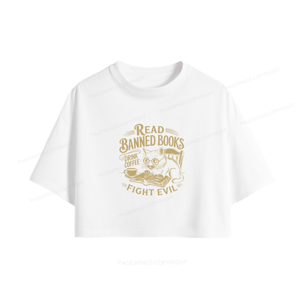 Pagewings Read Books Drink Coffee Fight Evil Women Crop Tops