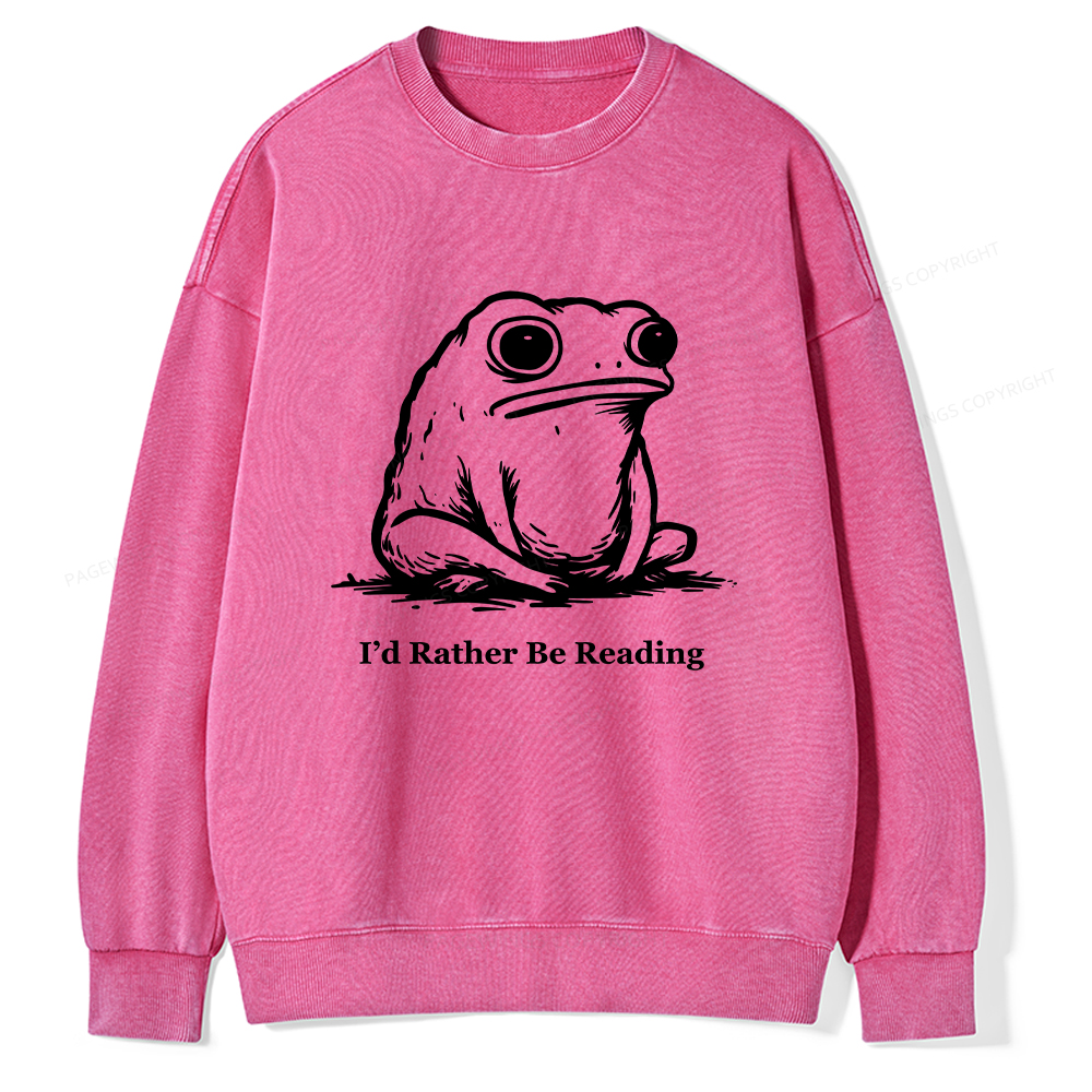 Pagewings I'd Rather Be Reading Unisex Washed Sweatshirt