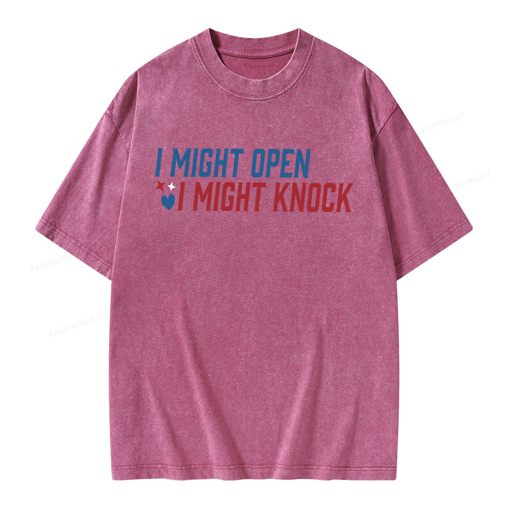 Pagewings I Might Knock Unisex Washed T-shirt