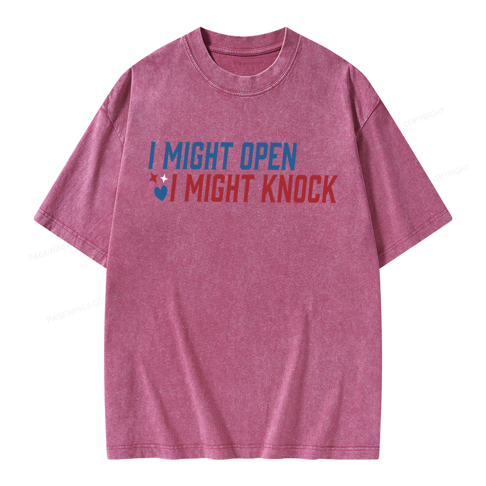 Pagewings I Might Knock Unisex Washed T-shirt