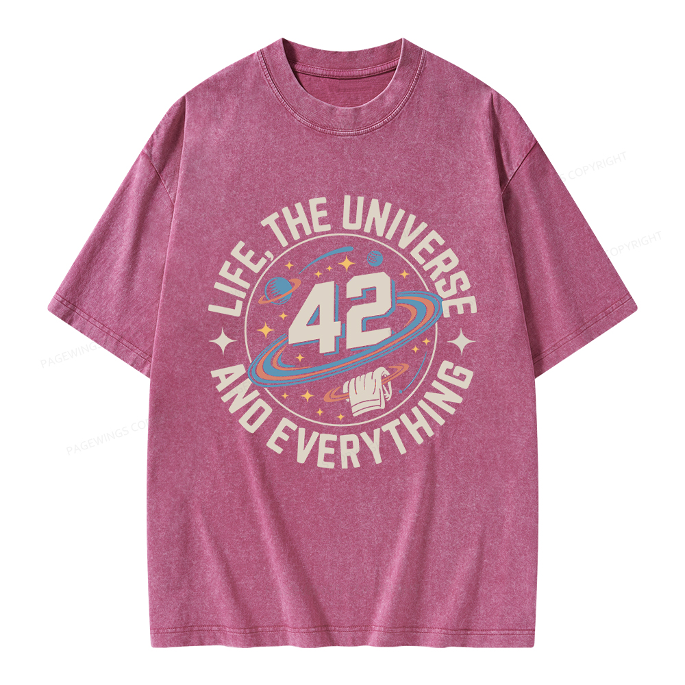 Pagewings Life The Universe And Everything Unisex Washed T-shirt