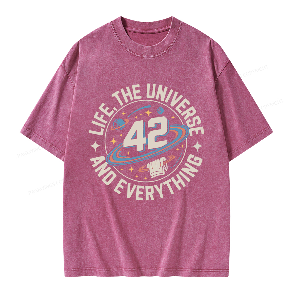Pagewings Life The Universe And Everything Unisex Washed T-shirt