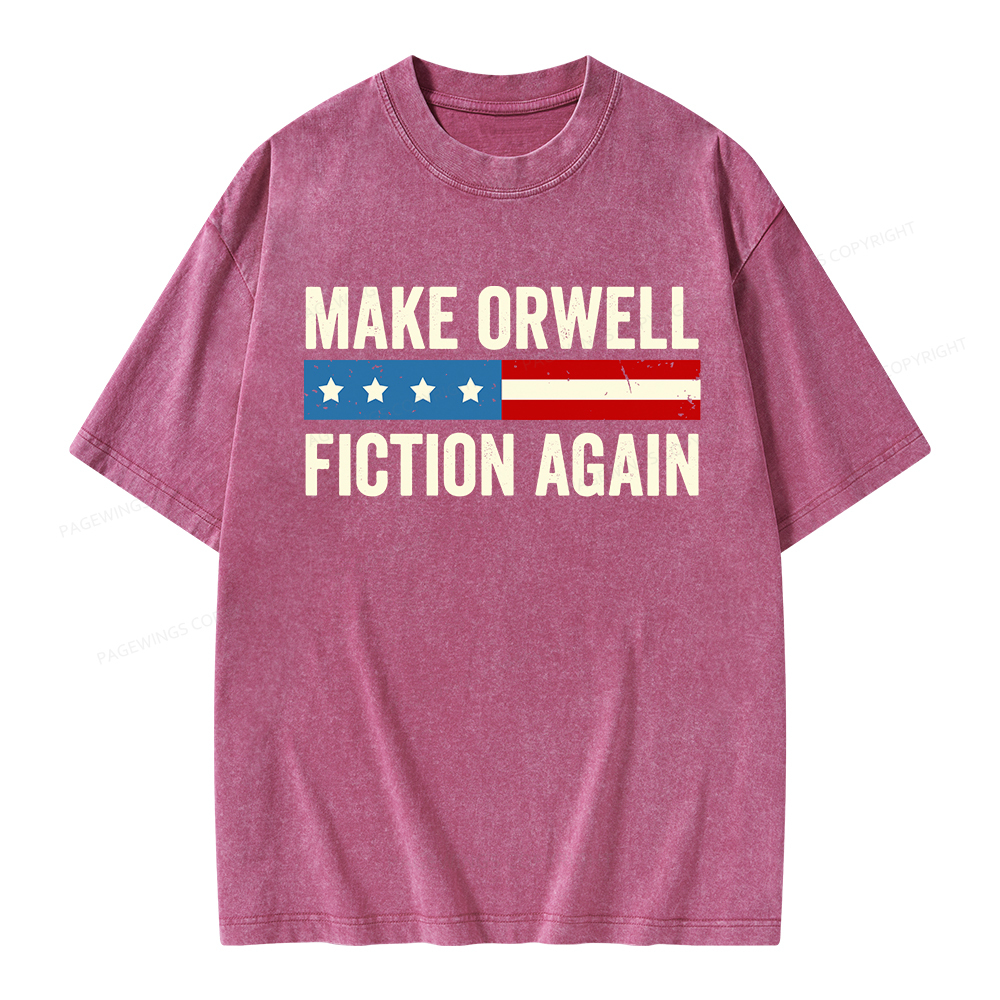 Pagewings Make Orwell Fiction Again Unisex Washed T-shirt