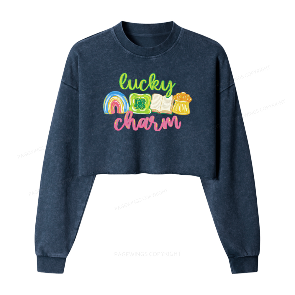 Pagewings Lucky Charm Washed Crop Sweatshirt