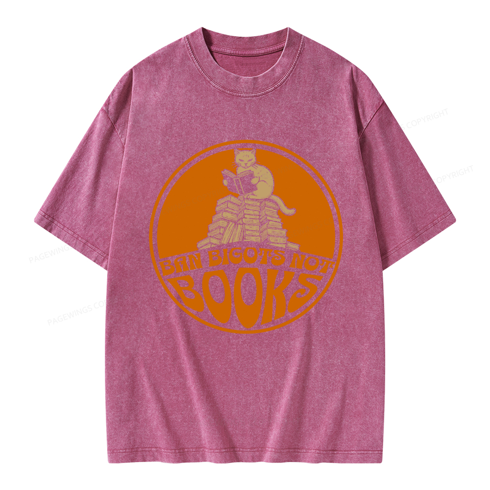 Pagewings Ban Bigots Not Books Unisex Washed T-shirt
