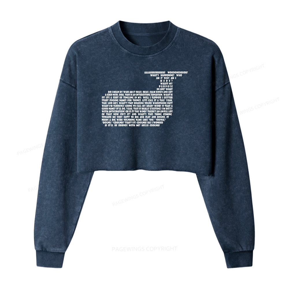 Pagewings Sci-Fi Book Lover Washed Crop Sweatshirt