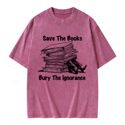 Pagewings Save The Books Bury The Ignorance Unisex Washed T-shirt