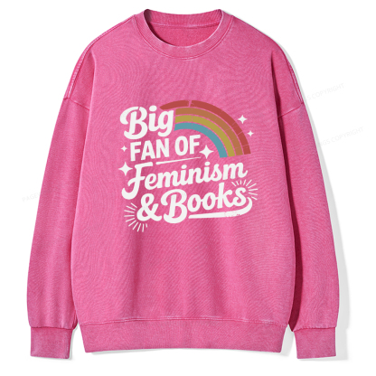Pagewings Big Fan Of Feminism & Books Unisex Washed Sweatshirt