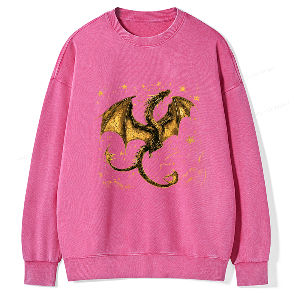 Pagewings Fantasy Dragon Unisex Washed Sweatshirt